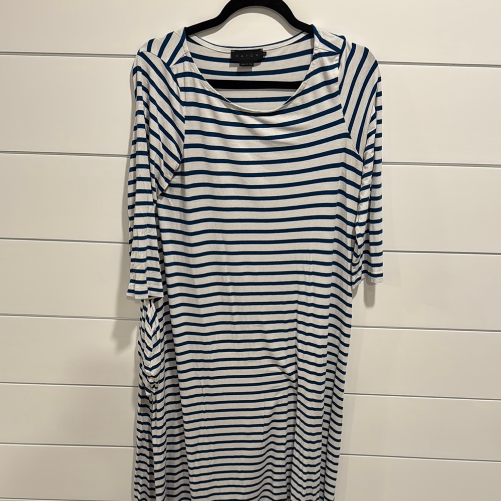Striped Blue and White Maternity Dress